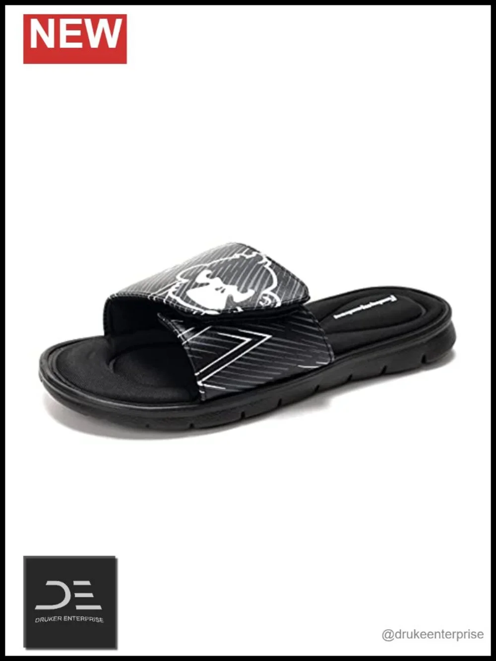 Memory Foam Slide Sandals with Graphic Strap